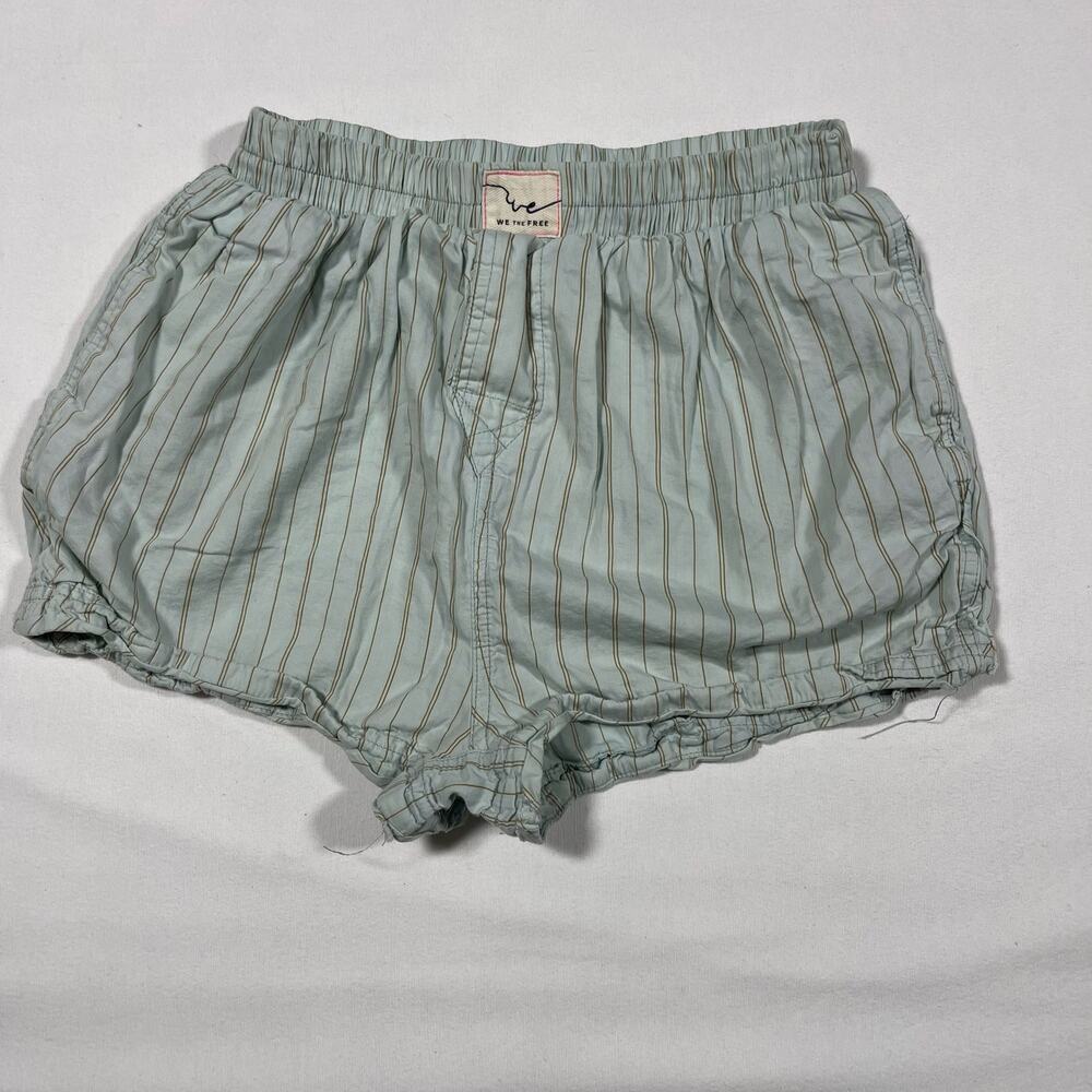 We The Free by Free People Striped Ruffle Hem Shorts